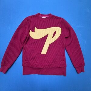 Pink Dolphin Quilted Sweatshirt Men's Small Red Graphic Logo Streetwear USA